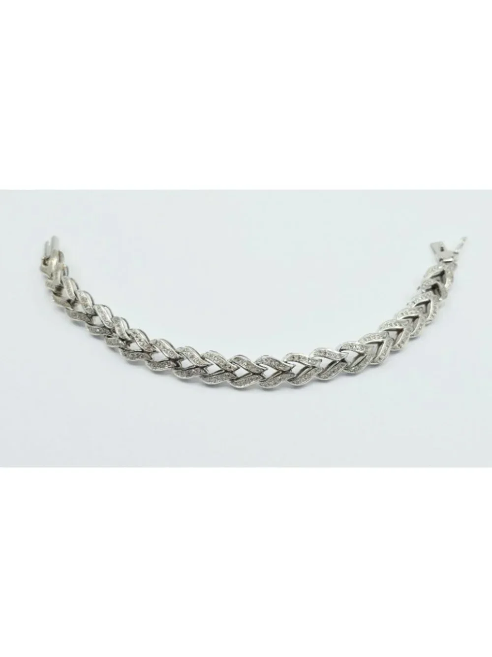 Exquisite 14K Solid White Gold Designer Diamond Tennis Link Bracelet - 6.75